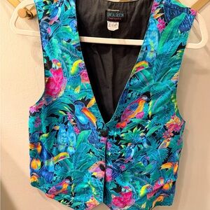 Vintage 90s Linda Tilson Sarasota Tropical Print Women's Vest